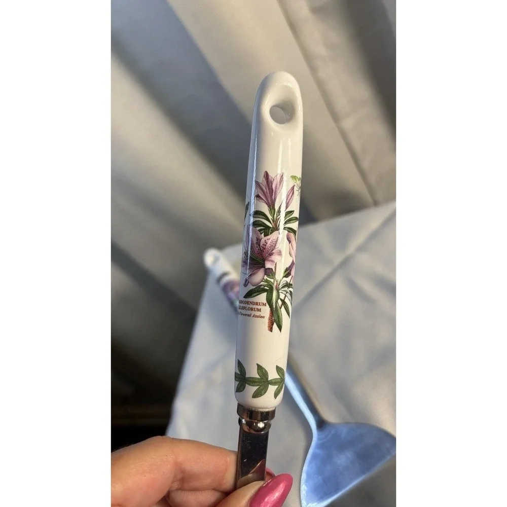 Portmeirion Botanic Garden Stainless Steel Serving Spoon & Pie Slice Porcelain
